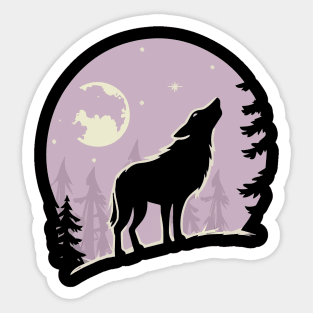 Full Moon Wolf On Mountain Habitat Sticker